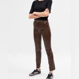 NWT GAP Brown High Rise Vegan Leather Vintage Slim Pant Size 27